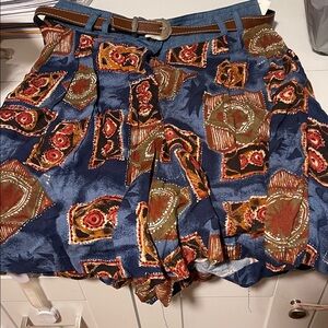Women's Patterned Cargo Shorts - Blue and Orange